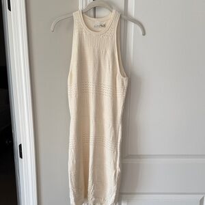 Abercrombie & Fitch Cream Textured Midi Dress